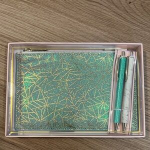 Geometric Green and Gold Stationery Set